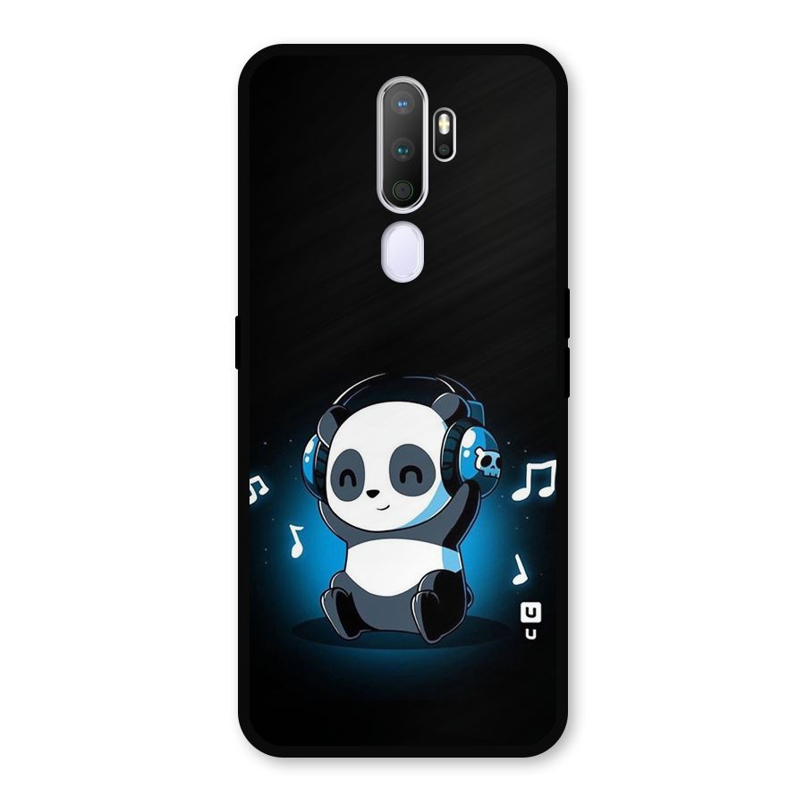 Adorable Panda Enjoying Music Metal Back Case for Oppo A9 (2020)
