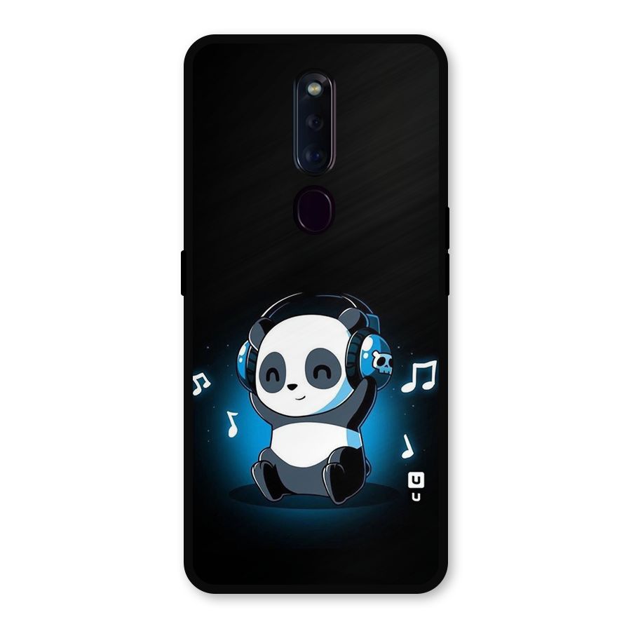 Adorable Panda Enjoying Music Metal Back Case for Oppo F11 Pro