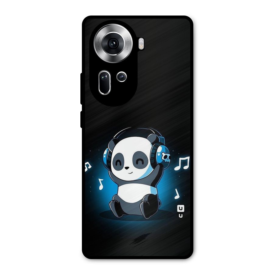 Adorable Panda Enjoying Music Metal Back Case for Oppo Reno11 5G