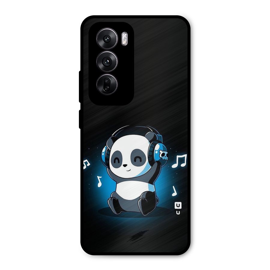 Adorable Panda Enjoying Music Metal Back Case for Oppo Reno12