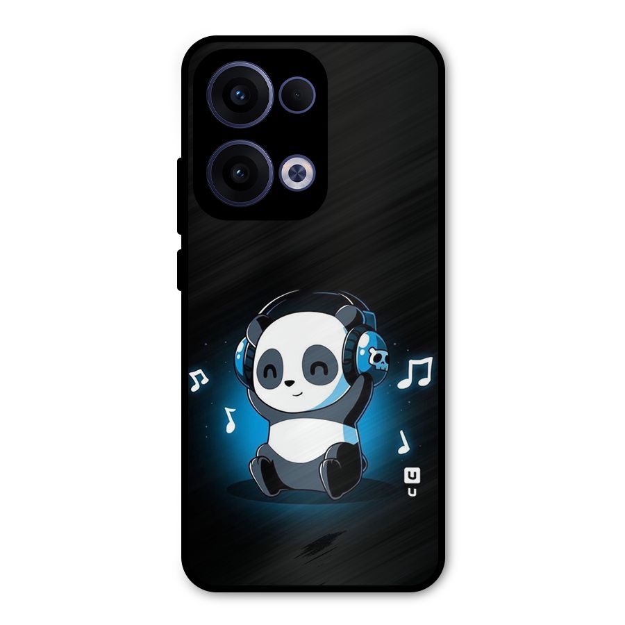 Adorable Panda Enjoying Music Metal Back Case for Oppo Reno13