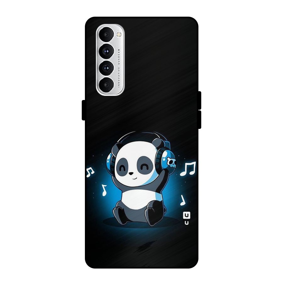 Adorable Panda Enjoying Music Metal Back Case for Oppo Reno4 Pro