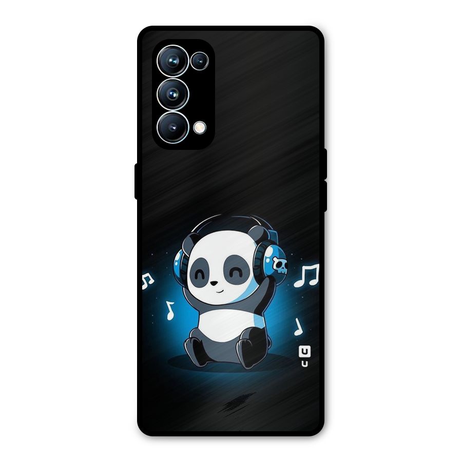 Adorable Panda Enjoying Music Metal Back Case for Oppo Reno5 Pro 5G