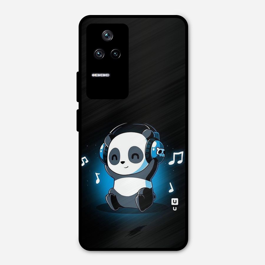 Adorable Panda Enjoying Music Metal Back Case for Poco F4 5G