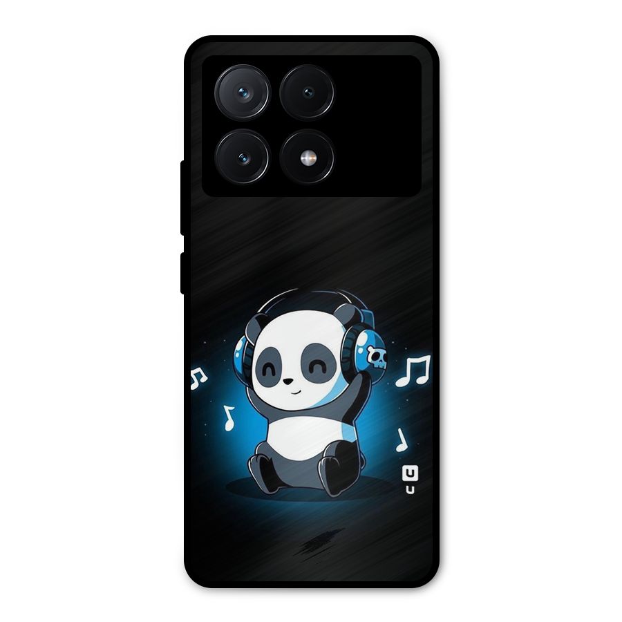 Adorable Panda Enjoying Music Metal Back Case for Poco X6 Pro