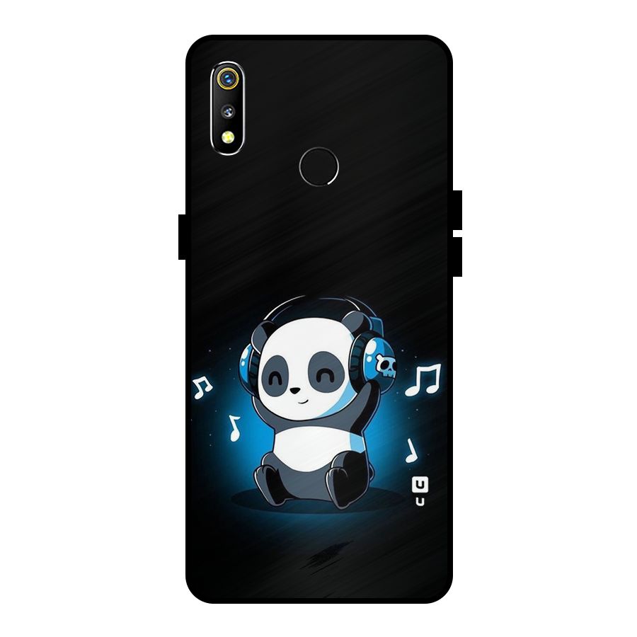Adorable Panda Enjoying Music Metal Back Case for Realme 3i