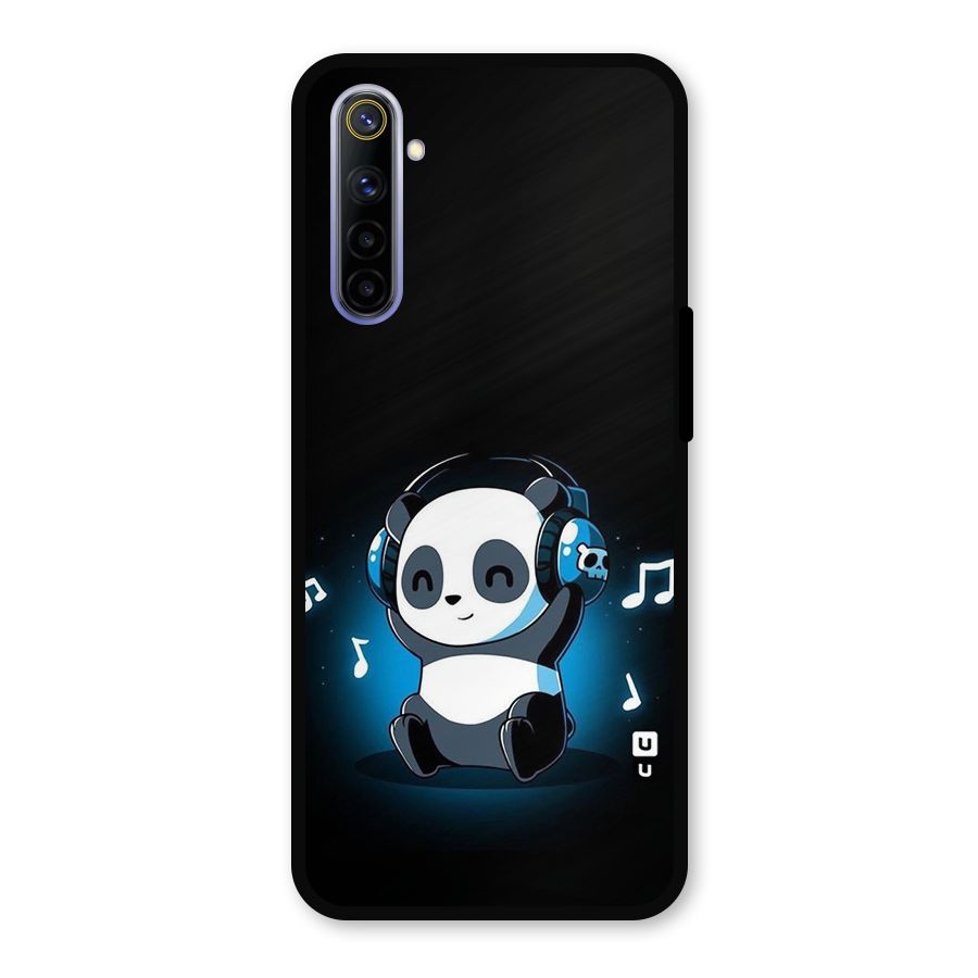 Adorable Panda Enjoying Music Metal Back Case for Realme 6