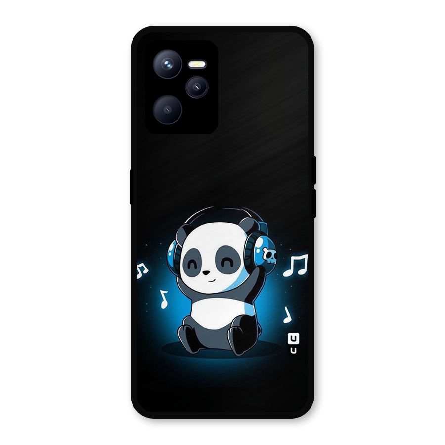 Adorable Panda Enjoying Music Metal Back Case for Realme C35