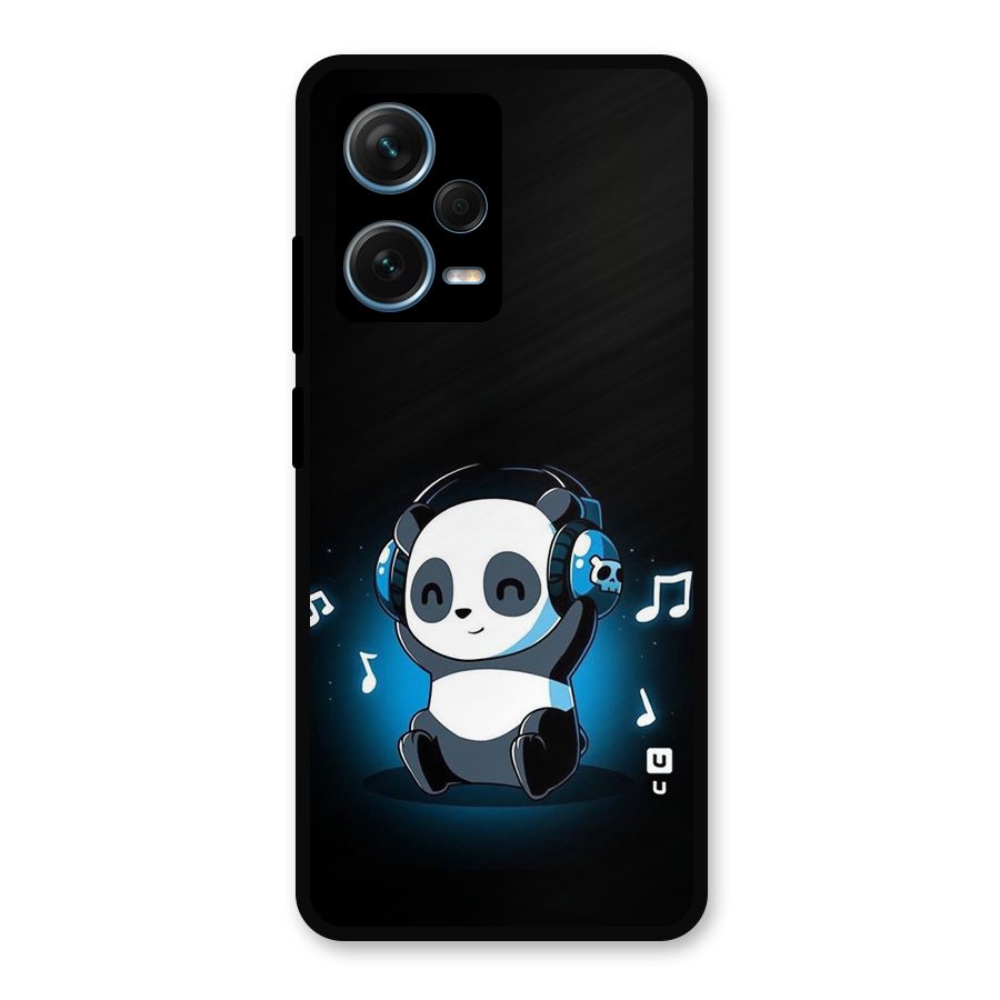 Adorable Panda Enjoying Music Metal Back Case for Redmi Note 12 Pro Plus 5G