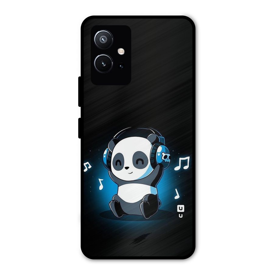 Adorable Panda Enjoying Music Metal Back Case for Vivo T1 5G