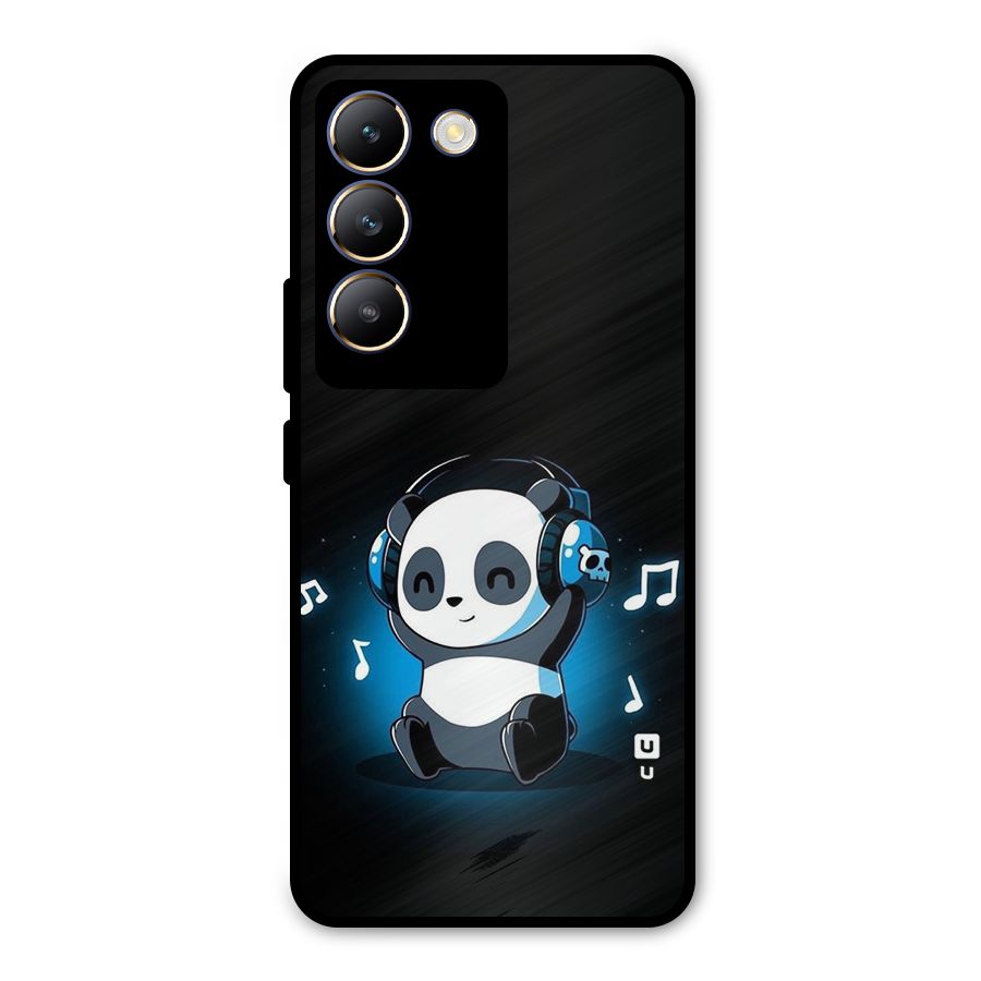 Adorable Panda Enjoying Music Metal Back Case for Vivo T3 5G