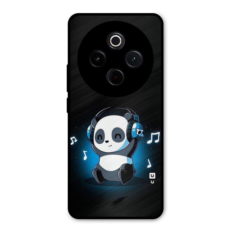 Adorable Panda Enjoying Music Metal Back Case for Vivo T4