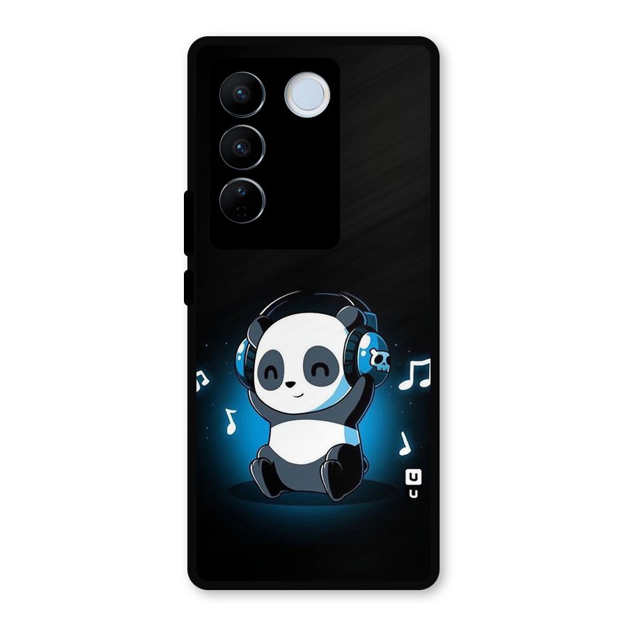 Adorable Panda Enjoying Music Metal Back Case for Vivo V27 Pro