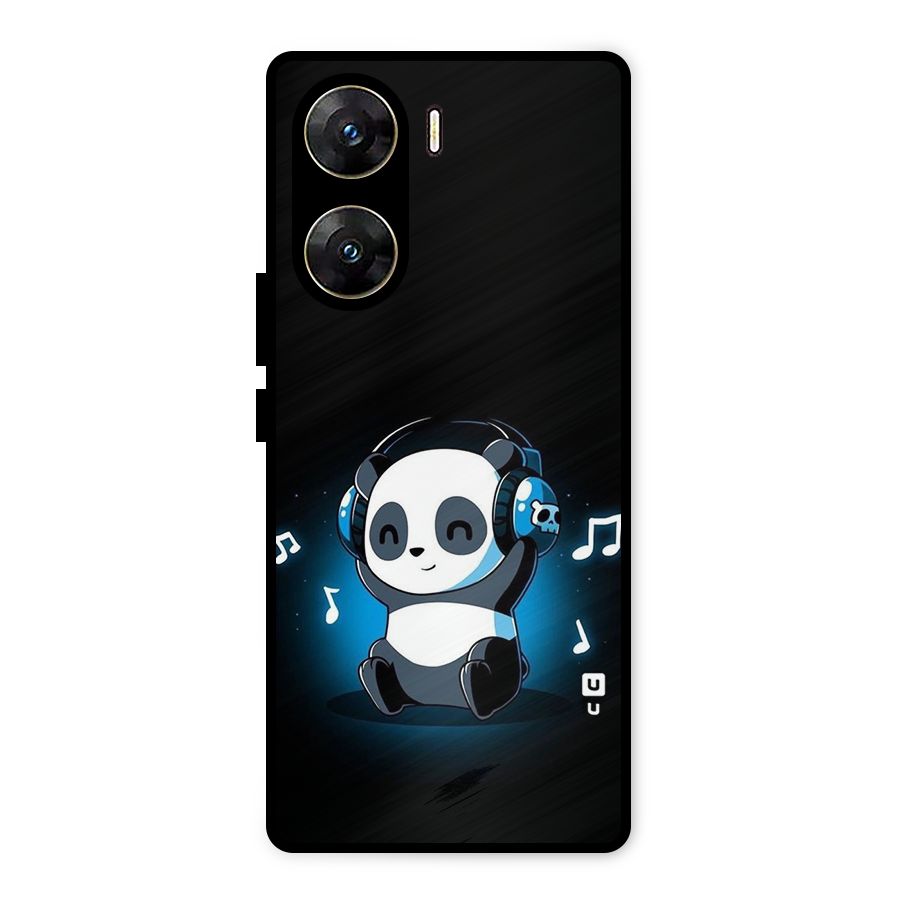 Adorable Panda Enjoying Music Metal Back Case for Vivo V29e