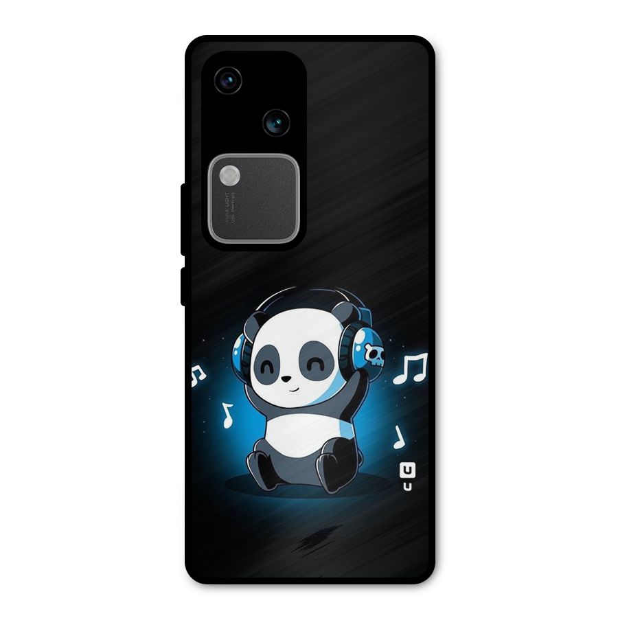 Adorable Panda Enjoying Music Metal Back Case for Vivo V30 Pro