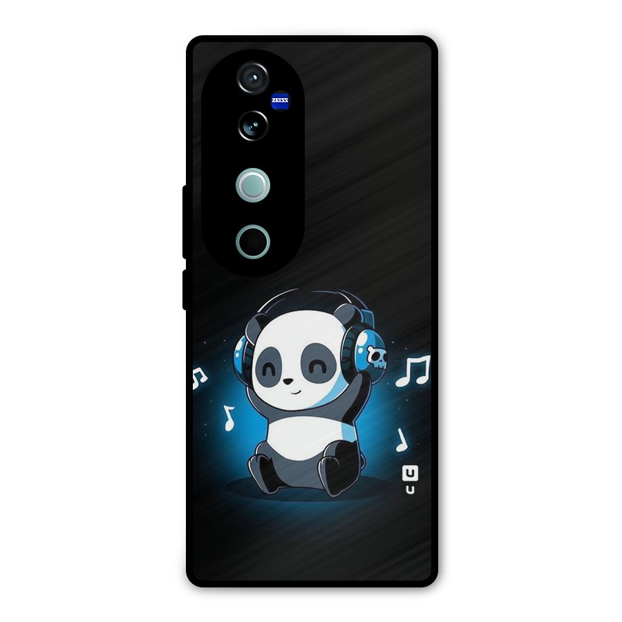 Adorable Panda Enjoying Music Metal Back Case for Vivo V40
