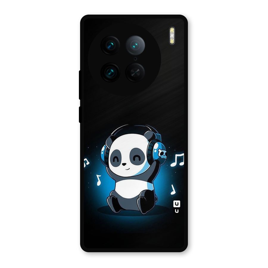 Adorable Panda Enjoying Music Metal Back Case for Vivo X90 Pro