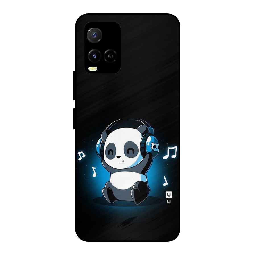 Adorable Panda Enjoying Music Metal Back Case for Vivo Y21 2021
