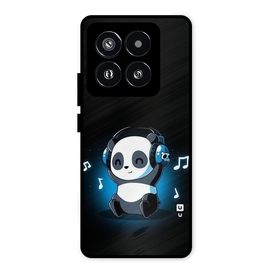 Adorable Panda Enjoying Music Metal Back Case for Xiaomi 14 Pro