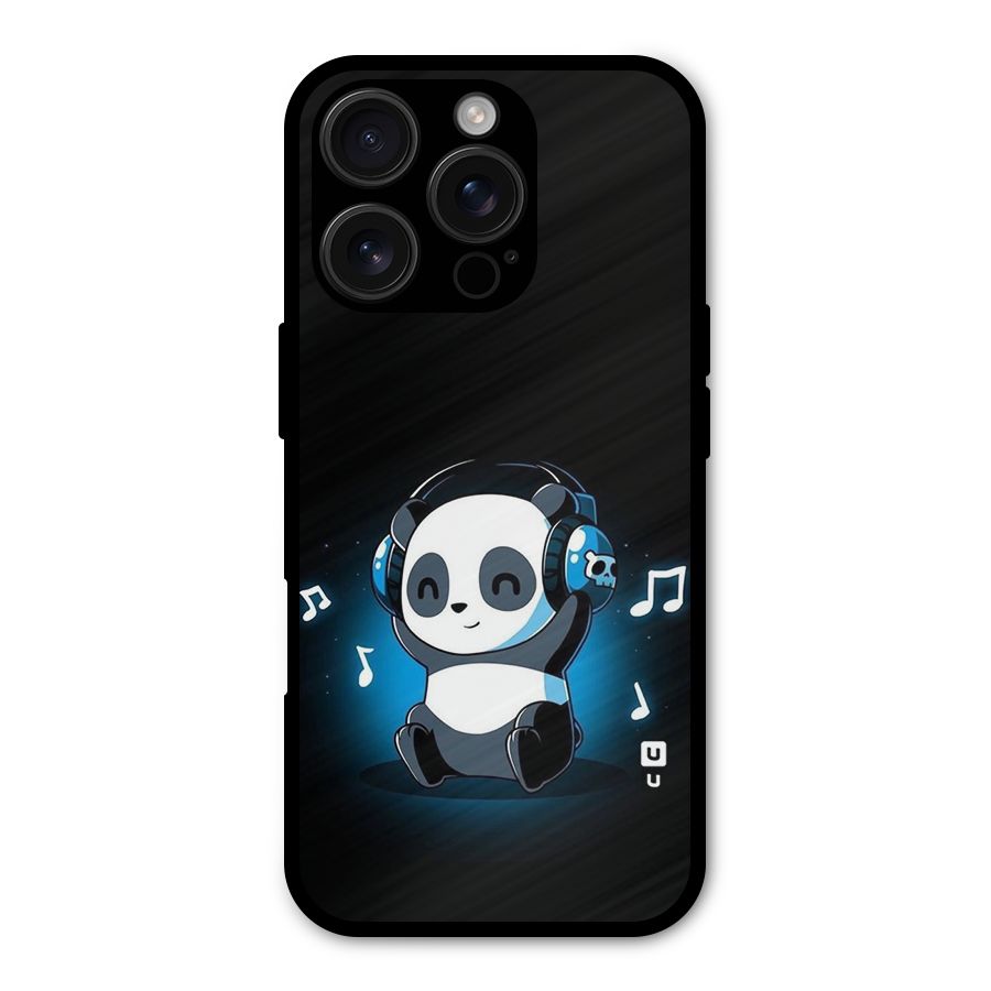 Adorable Panda Enjoying Music Metal Back Case for iPhone 16 Pro