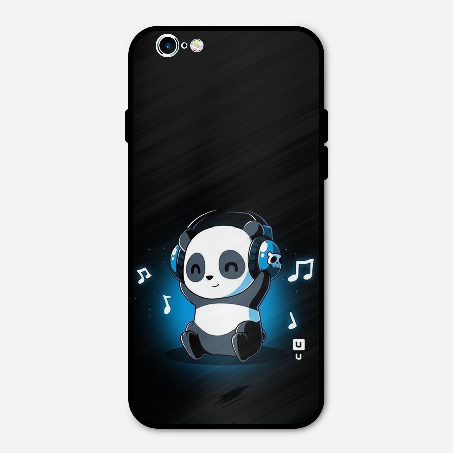 Adorable Panda Enjoying Music Metal Back Case for iPhone 6 6s