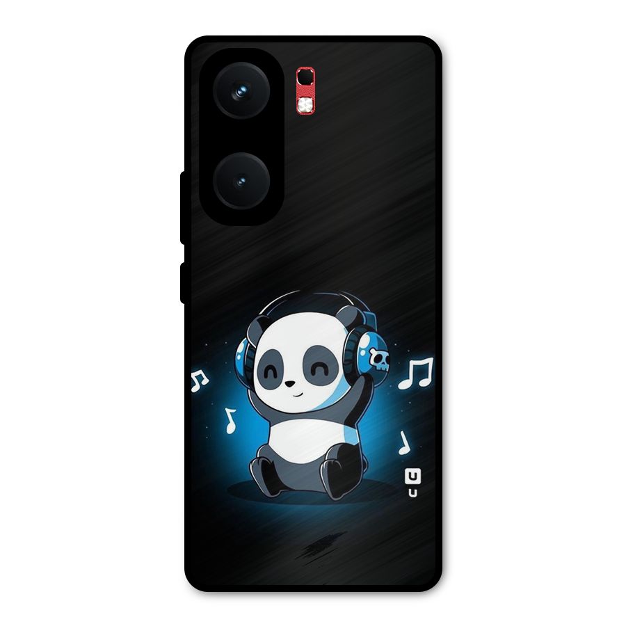 Adorable Panda Enjoying Music Metal Back Case for iQOO Neo 9 Pro