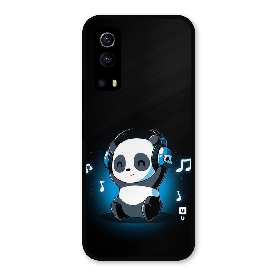 Adorable Panda Enjoying Music Metal Back Case for iQOO Z3