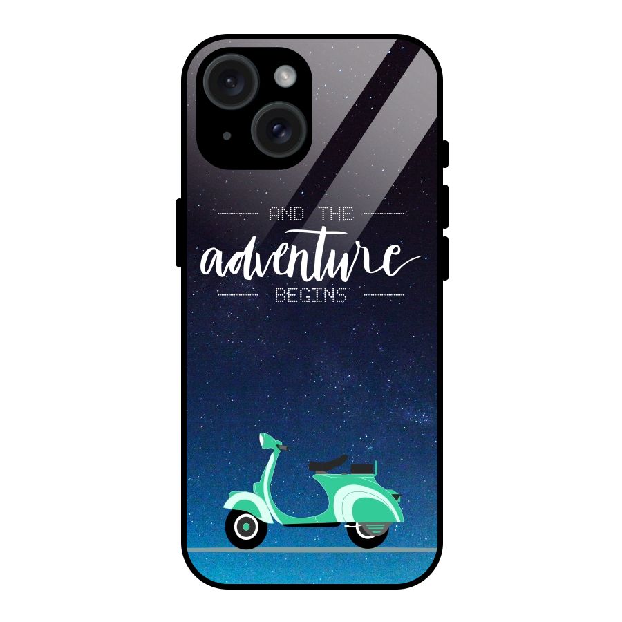 Adventure Scooter Glass Back Case for iPhone 15