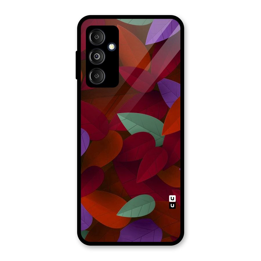 Aesthetic Colorful Leaves Glass Back Case for Galaxy M14 5G