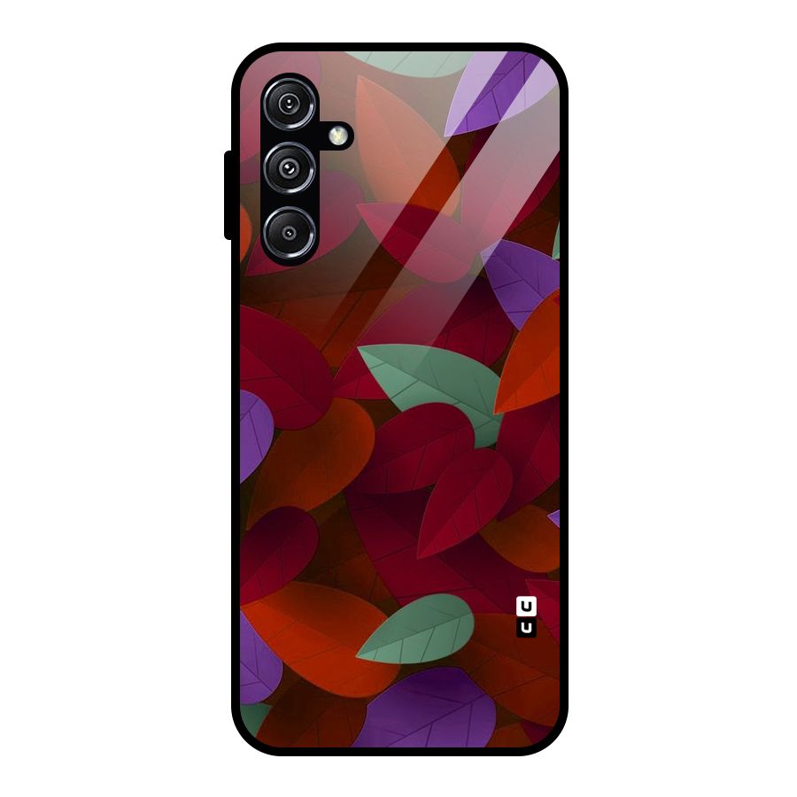 Aesthetic Colorful Leaves Glass Back Case for Galaxy M34 5G