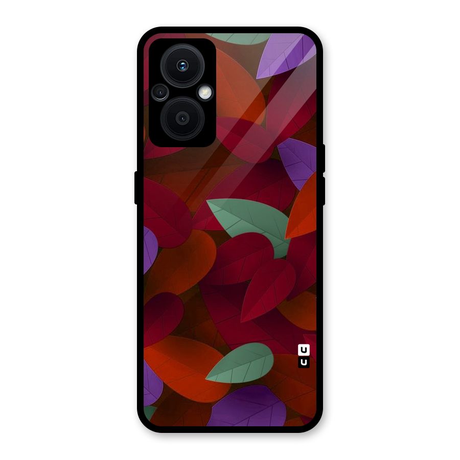 Aesthetic Colorful Leaves Glass Back Case for Oppo F21s Pro 5G
