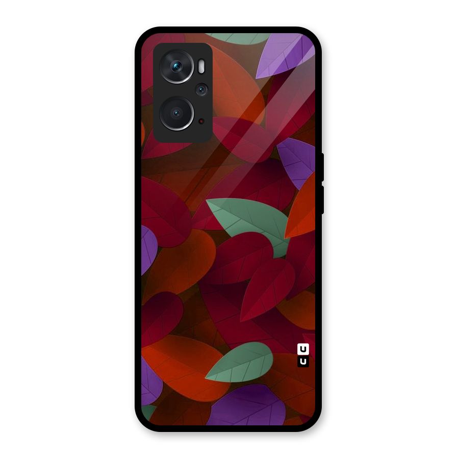 Aesthetic Colorful Leaves Glass Back Case for Oppo K10 4G
