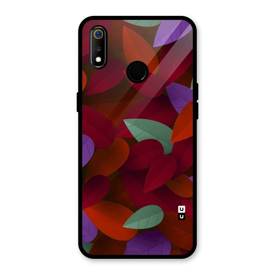 Aesthetic Colorful Leaves Glass Back Case for Realme 3i