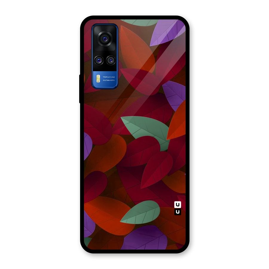 Aesthetic Colorful Leaves Glass Back Case for Vivo Y31