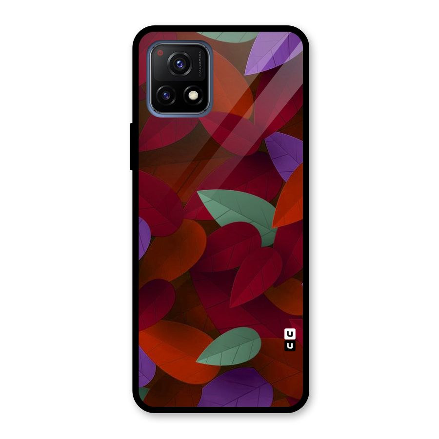 Aesthetic Colorful Leaves Glass Back Case for Vivo Y72 5G