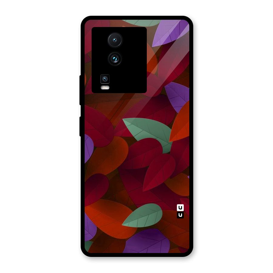 Aesthetic Colorful Leaves Glass Back Case for Vivo iQOO Neo 7