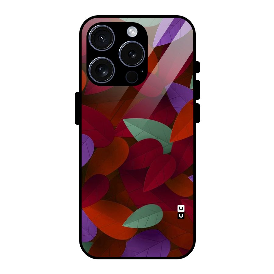 Aesthetic Colorful Leaves Glass Back Case for iPhone 15 Pro
