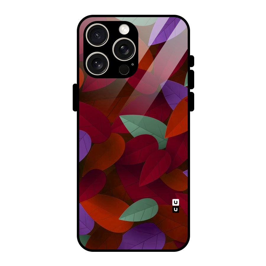 Aesthetic Colorful Leaves Glass Back Case for iPhone 15 Pro Max