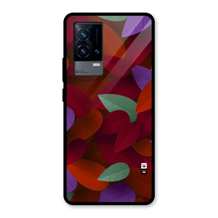 Aesthetic Colorful Leaves Glass Back Case for iQOO 9 5G