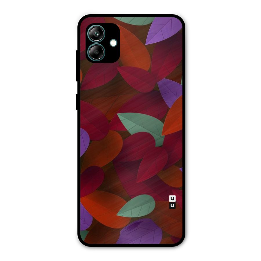 Aesthetic Colorful Leaves Metal Back Case for Galaxy A04