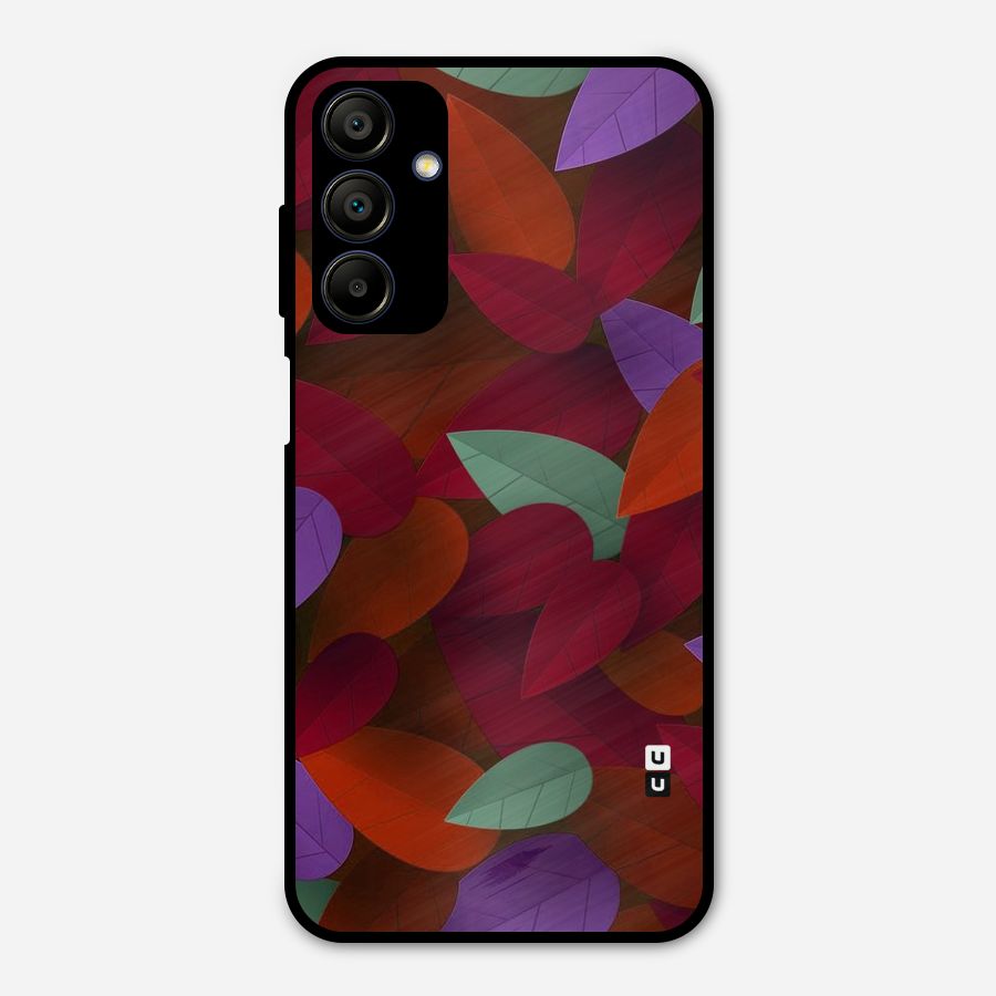 Aesthetic Colorful Leaves Metal Back Case for Galaxy A15 5G