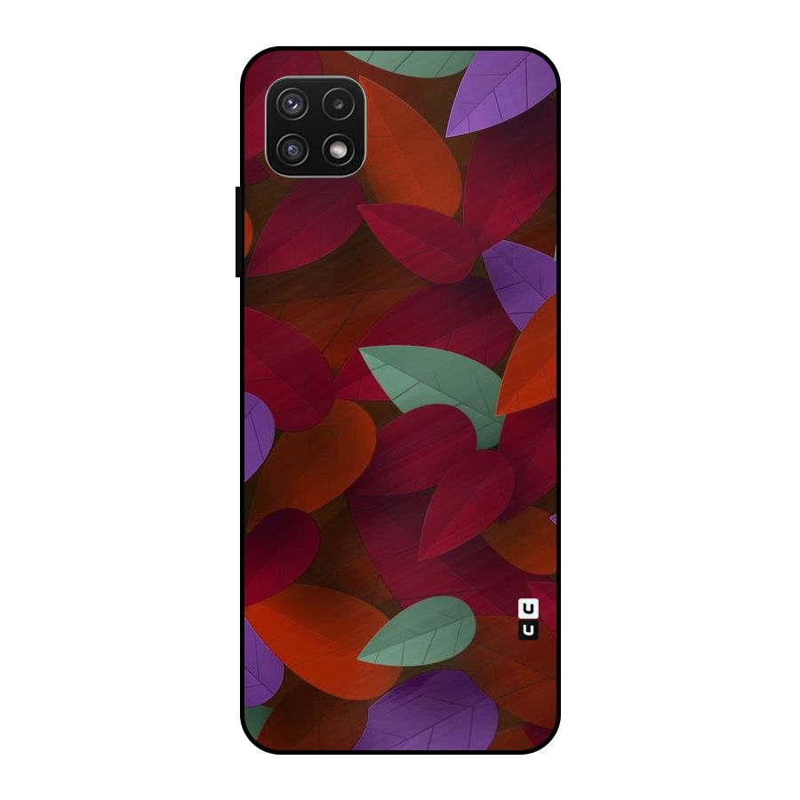 Aesthetic Colorful Leaves Metal Back Case for Galaxy A22 5G