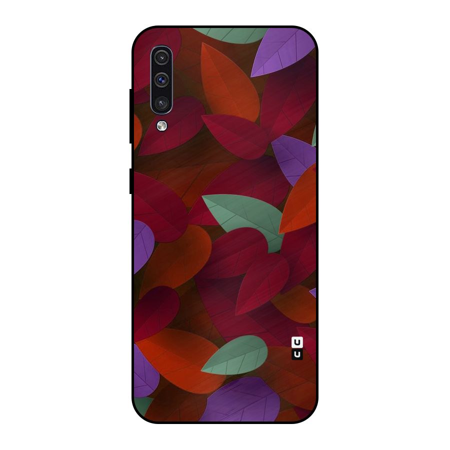 Aesthetic Colorful Leaves Metal Back Case for Galaxy A30s