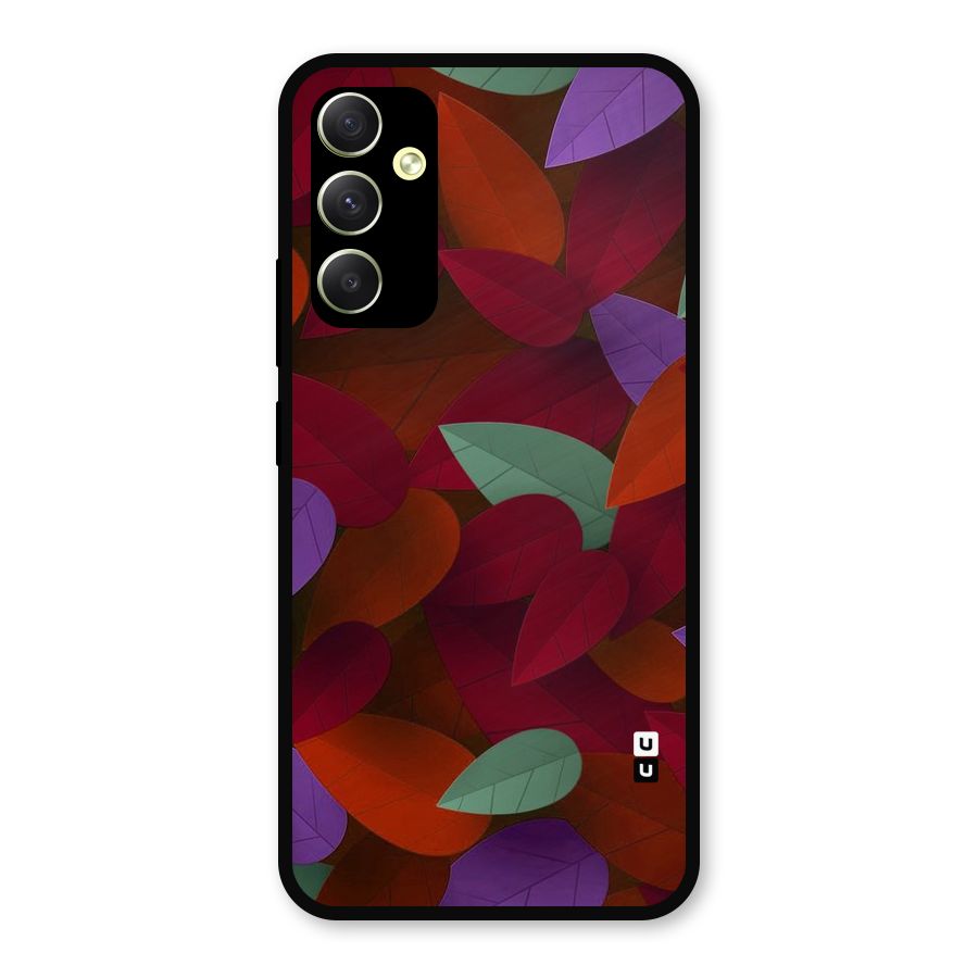 Aesthetic Colorful Leaves Metal Back Case for Galaxy A34