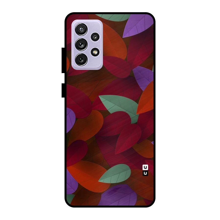 Aesthetic Colorful Leaves Metal Back Case for Galaxy A72