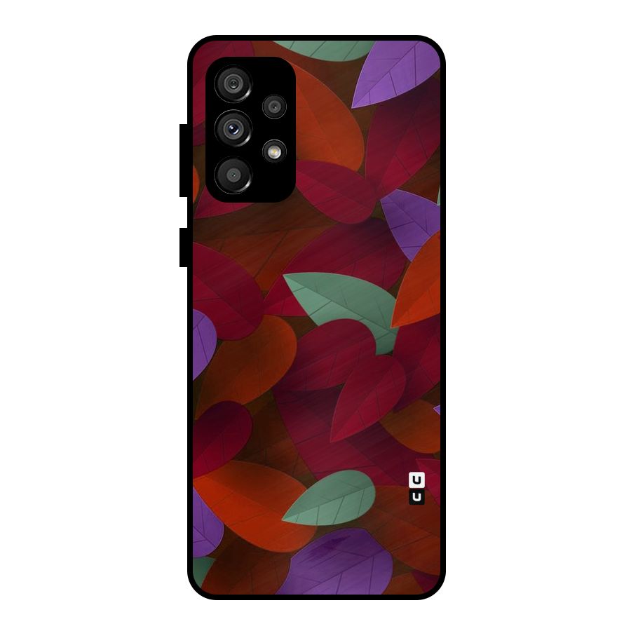 Aesthetic Colorful Leaves Metal Back Case for Galaxy A73 5G