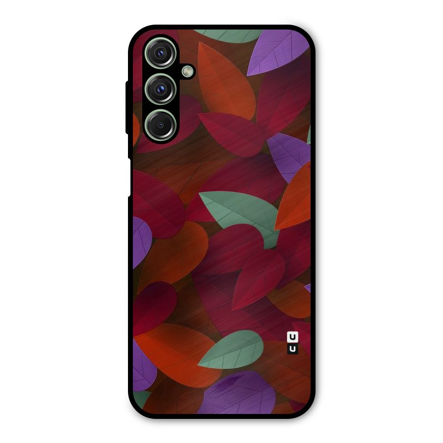 Aesthetic Colorful Leaves Metal Back Case for Galaxy F34
