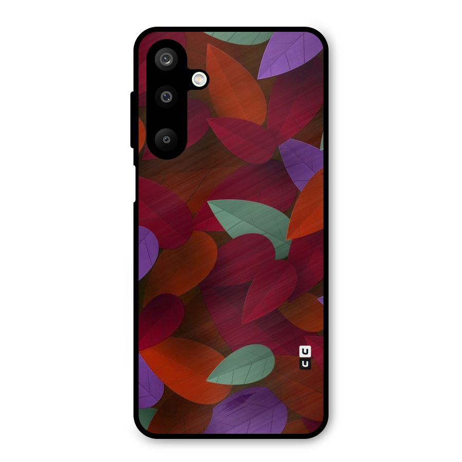 Aesthetic Colorful Leaves Metal Back Case for Galaxy M16