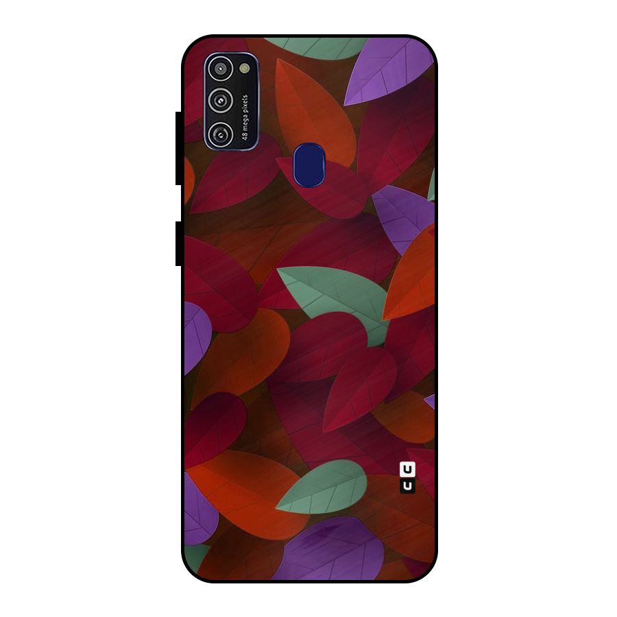 Aesthetic Colorful Leaves Metal Back Case for Galaxy M21