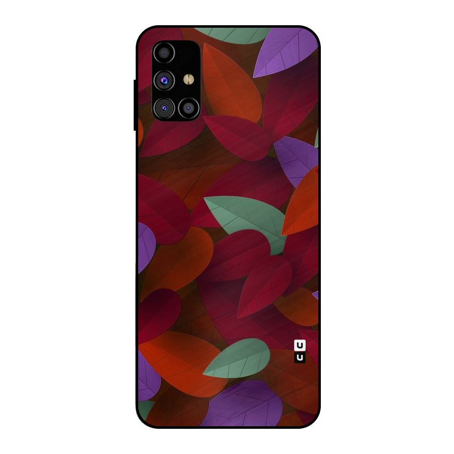 Aesthetic Colorful Leaves Metal Back Case for Galaxy M31s